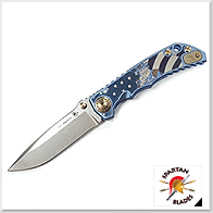 斯巴達SPARTAN Uncle Sam Edition 山姆大叔+美國鷹圖騰鈦柄 Frame Lock 折刀 -CPM MagnaCut鋼(石洗處理)