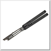 Squid Industrie Inked Mako V5 Bottle Opener 黑鋁柄黑刃訓練用蝴蝶刀- 410鋼( DLC塗層)