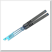 Squid Industrie Sapphire Mako V5 Bottle Opener 黑鋁柄寶藍色刃訓練用蝴蝶刀- 410鋼( PVD塗層)