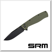 SRM 221X-GP綠G10柄按鈕鎖折刀/14C28N鋼黑刃