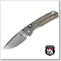 Vosteed Psyop 綠色電木+鈦柄Top Liner Lock 按鈕頂部線鎖折刀 - S35VN鋼 (石洗處理)