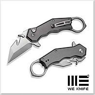 We Knife/Civivi Amaroq 灰鋁柄 Button Lock Karambit 折刀 - Nitro-V鋼(Satin 處理)