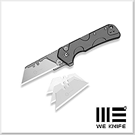 We Knife/Civivi Pulsara Utility 灰色鋁柄 Button Lock 美工刀 -6Cr13鋼(石洗刀架)
