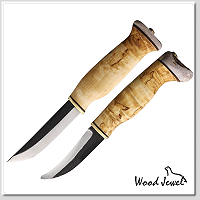 Wood Jewel Fixed Blade Set Curly /80CrV2鋼 .樺木鑲嵌馴鹿角 -直刀