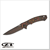 [限量版] ZT SINKEVICH KVT MMC CF OR / Vegas Forge大馬士革鋼. 橙紅大理石紋碳纖+鈦合金柄材 -折刀